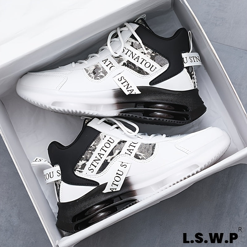 Unisex High-Top Sneakers | Fashionable Casual Street Style, Lace-Up, Faux and Fabric, EVA and TPU Sole, Round Toe - L.S.W.P