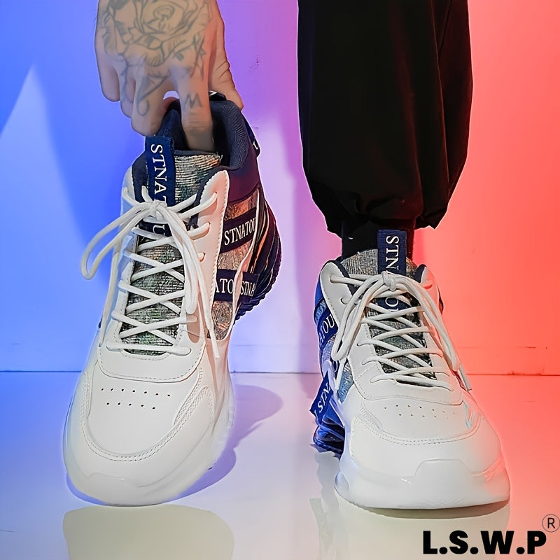 Unisex High-Top Sneakers | Fashionable Casual Street Style, Lace-Up, Faux and Fabric, EVA and TPU Sole, Round Toe - L.S.W.P