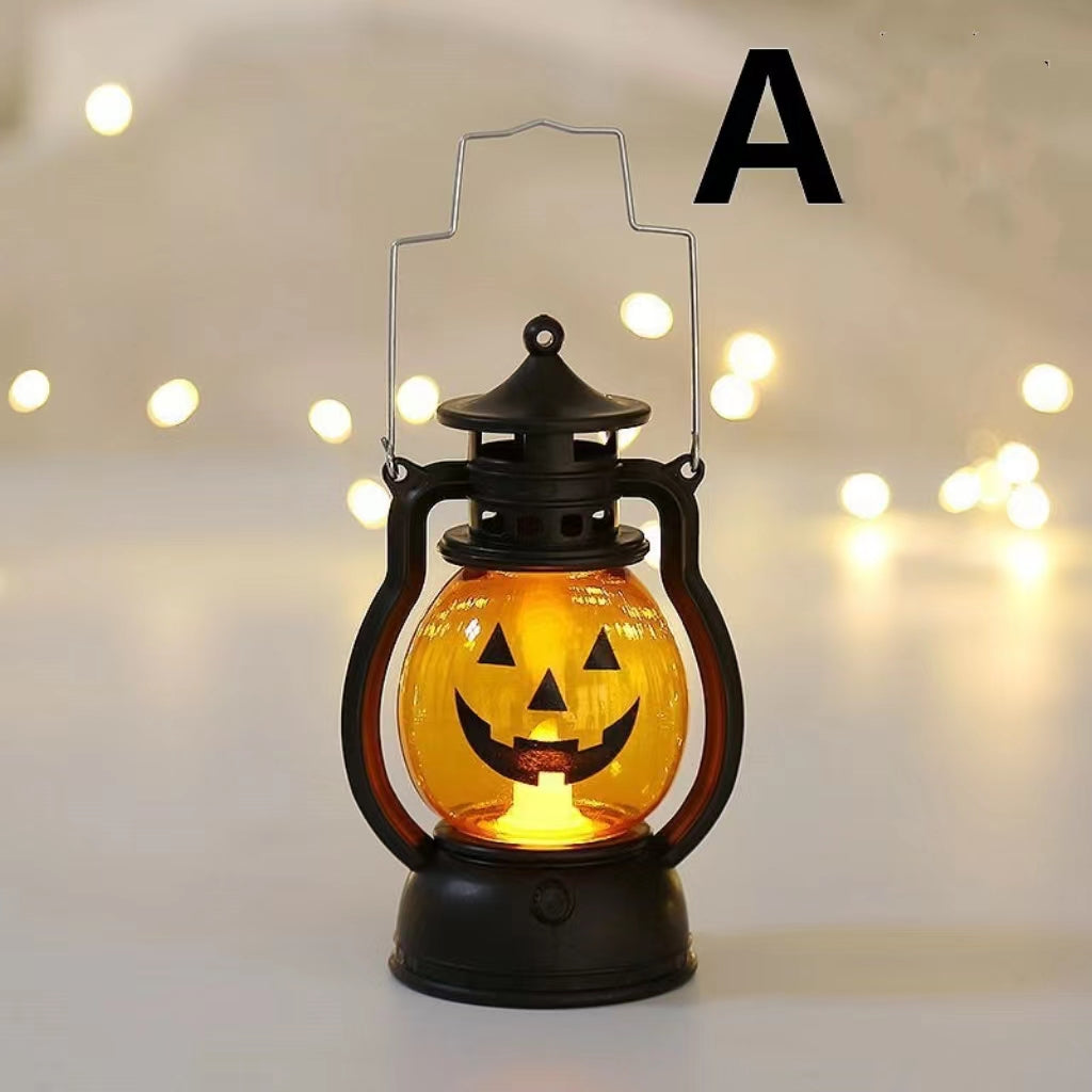 1pc Halloween Oil Lamp, Portable Pumpkin Skull Pony Lantern, Bar Party Atmosphere Light, Halloween Decoration