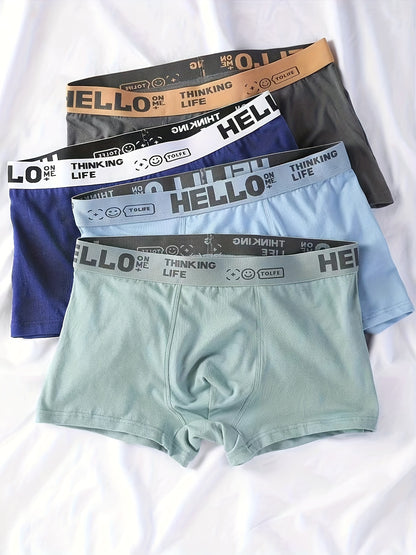 4PCS Men's Underpants Teenagers Men's Underpants Boxer Trendy Underpants Random Printing Non-positioning