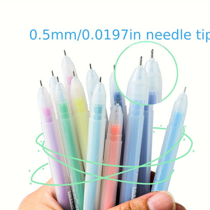 Set di 12 penne gel colorate Kawaii blu da 0,5 mm, penna a sfera per diario, articoli per la scuola, cancelleria, accessori per ufficio