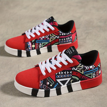 Graphic Pattern Lightweight Breathable Skate Shoes, Casual Versatile Wear Resistance Non Slip Walking Shoes Outdoor Sneakers For Women & Men