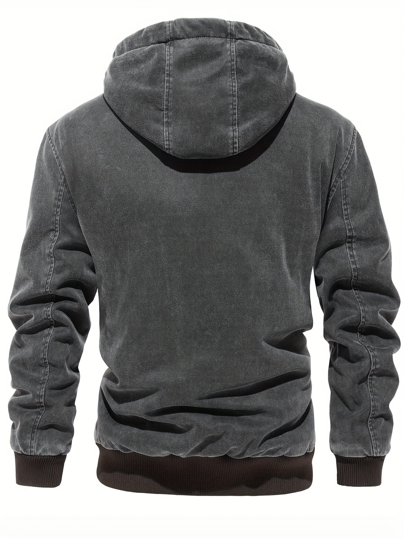 Men'S Distressed Hooded Softshell Jacket, Autumn Winter Outerwear with Pockets, Trendy Item