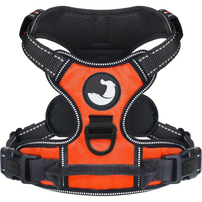 Dog Harness, Reflective No Choke Pet Vest With Front And Back 2 Leash Clips, Soft Padded Dog Harnesses With Easy Control Handle For Training And Walking