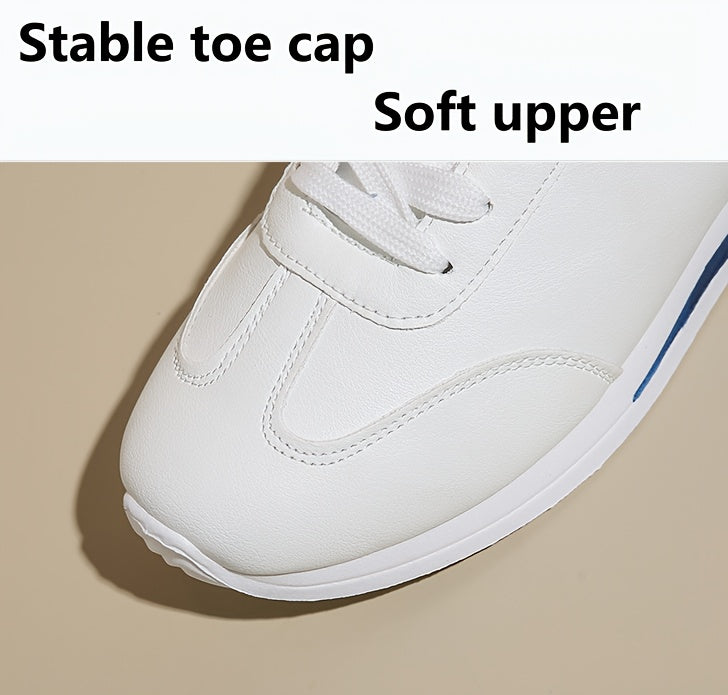 Sneakers casual leggere da donna, alla moda, bianche con dettagli neri, rossi, verdi e gialli, scarpe da corsa con suola in EVA, design basso con lacci per tutte le stagioni