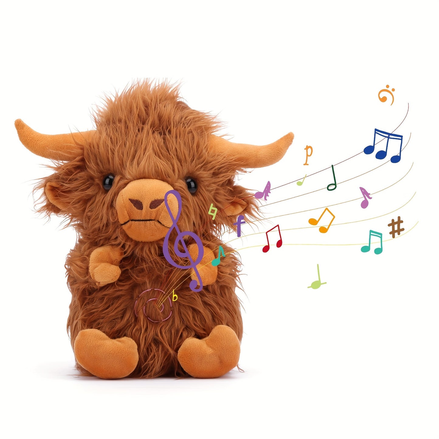 Highland Cow Musical Plushie: Glowing LED Nightlight, Sings Lullabies, Suitable for 3-6 Year Olds