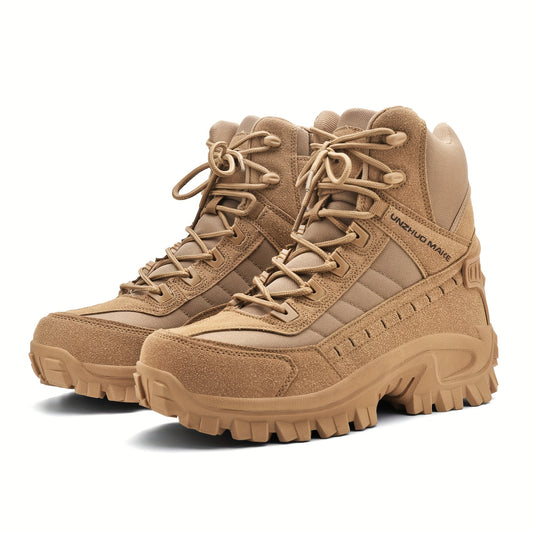 Scarpe da trekking da uomo in stile militare, alte e robuste, con cerniera laterale, comode e resistenti scarpe da ginnastica casual antiscivolo per attività all'aperto da uomo