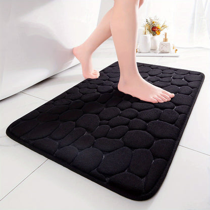 1pc Soft and Comfortable Memory Foam Bath Rug with Cobblestone Embossment - Rapid Water Absorbent and Washable - Non-Slip - Perfect for Shower Room and Bathroom Accessories, Bathroom decorations, kitchen Area Rugs, bedrooom,