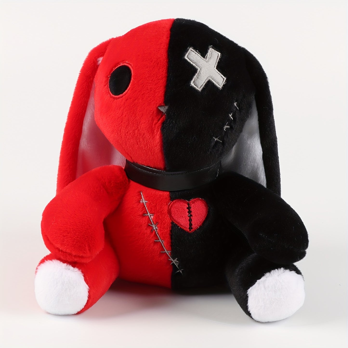 25cm/9.84in Creepy Gothic Bunny Plush, Spooky Bunny Stuffed Animal Cute Horror Dreadful Bunny Doll, Crazy Rabbit Plushie Toys For Halloween Easter Christmas Birthday Gift