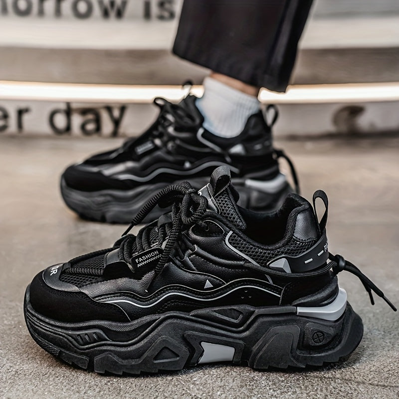 Men'S Cross-Training Shoes - Gym, Running, Casual Sneakers - Breathable Athletic Footwear with Cushioned Rubber Sole - All-Season Workout Shoes - Lace-Up Closure - Black - for Men, Gym Shoes, Sleek Sporty Design, Fabric Lined