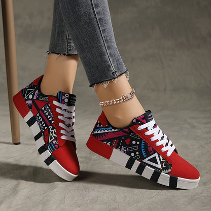 Graphic Pattern Lightweight Breathable Skate Shoes, Casual Versatile Wear Resistance Non Slip Walking Shoes Outdoor Sneakers For Women & Men