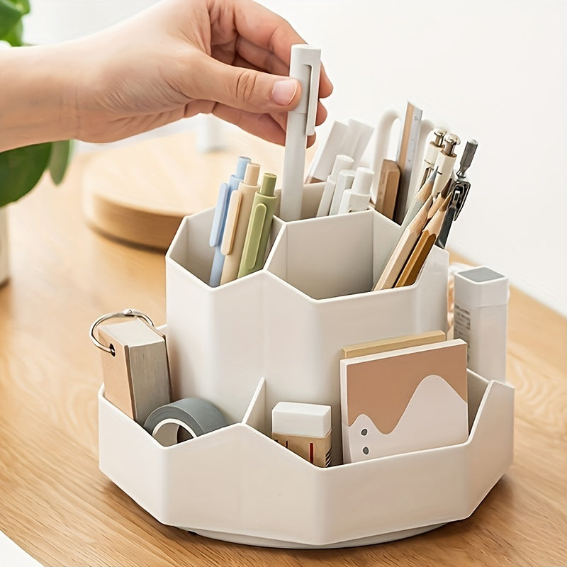 1 organizer da scrivania girevole multifunzionale, portapenne, scatola portaoggetti per cancelleria da ufficio e camera da letto, scatola portaoggetti per cosmetici da scrivania, organizer per trucco, portapenne girevole