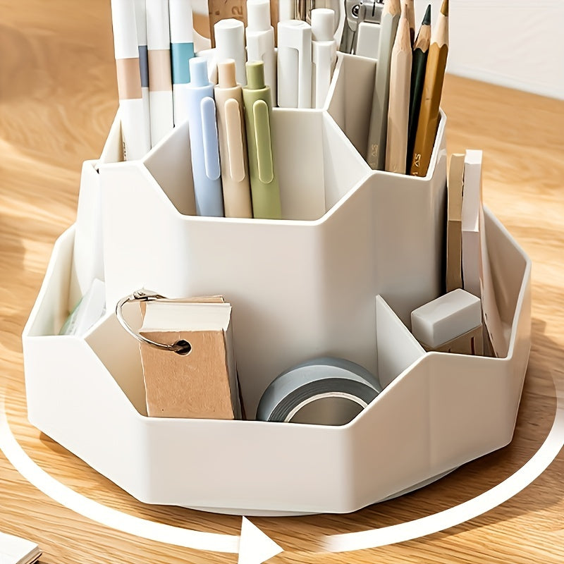 1 organizer da scrivania girevole multifunzionale, portapenne, scatola portaoggetti per cancelleria da ufficio e camera da letto, scatola portaoggetti per cosmetici da scrivania, organizer per trucco, portapenne girevole