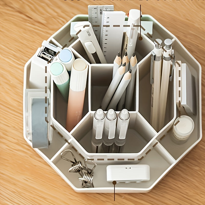 1 organizer da scrivania girevole multifunzionale, portapenne, scatola portaoggetti per cancelleria da ufficio e camera da letto, scatola portaoggetti per cosmetici da scrivania, organizer per trucco, portapenne girevole