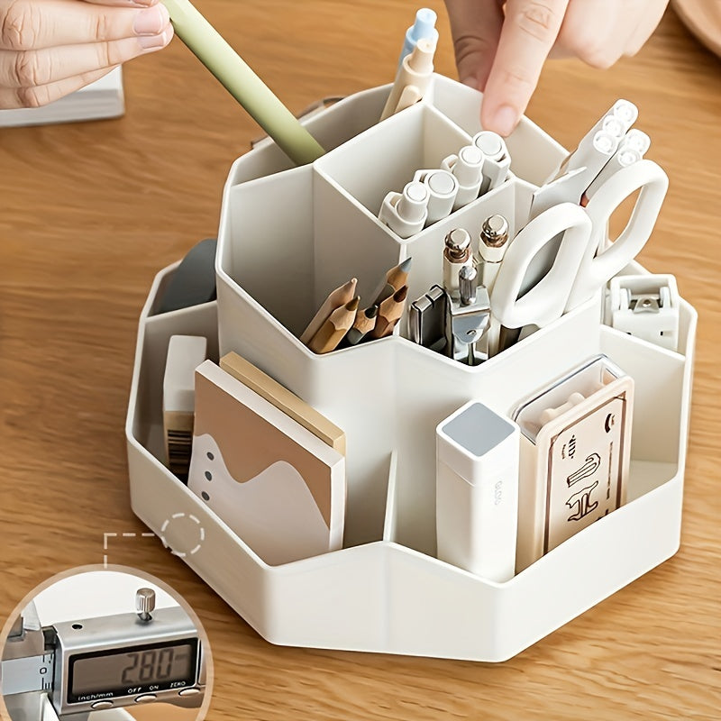 1 organizer da scrivania girevole multifunzionale, portapenne, scatola portaoggetti per cancelleria da ufficio e camera da letto, scatola portaoggetti per cosmetici da scrivania, organizer per trucco, portapenne girevole