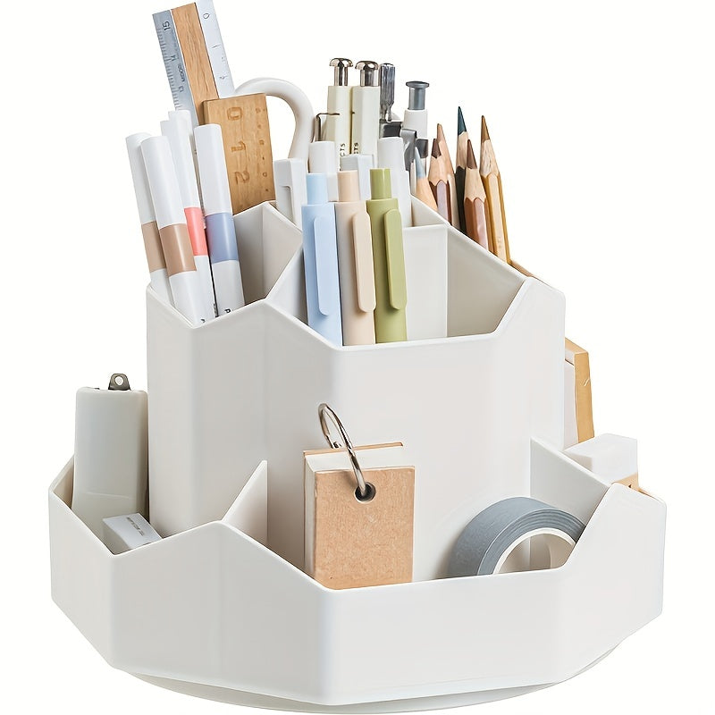 1 organizer da scrivania girevole multifunzionale, portapenne, scatola portaoggetti per cancelleria da ufficio e camera da letto, scatola portaoggetti per cosmetici da scrivania, organizer per trucco, portapenne girevole