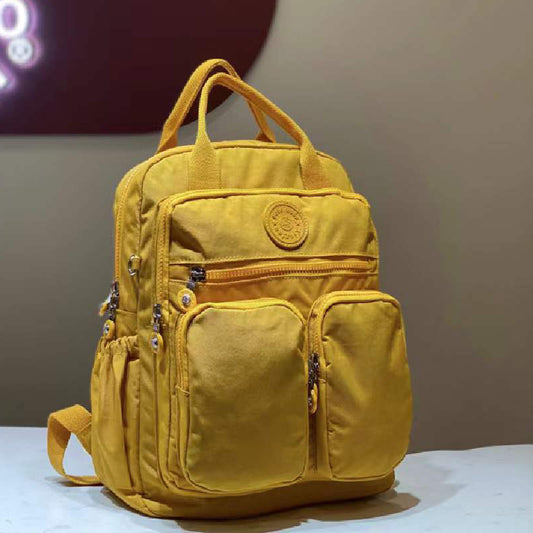Zaino alla moda da donna, in nylon, con manico morbido, tinta unita, multitasche, con cerniera da viaggio, borse scolastiche femminili, zaino per laptop
