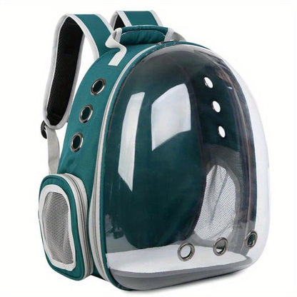 Breathable Transparent Cat Carrier Backpack - Secure Zippered Capsule Design for Small Pets, Ideal for Travel & Outdoor Use