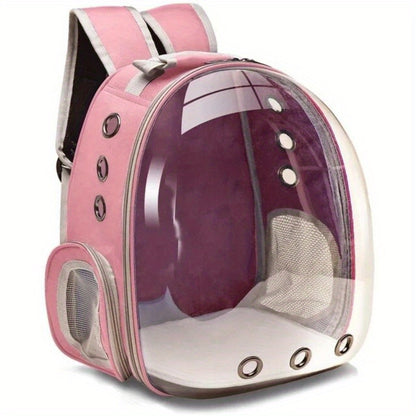 Breathable Transparent Cat Carrier Backpack - Secure Zippered Capsule Design for Small Pets, Ideal for Travel & Outdoor Use