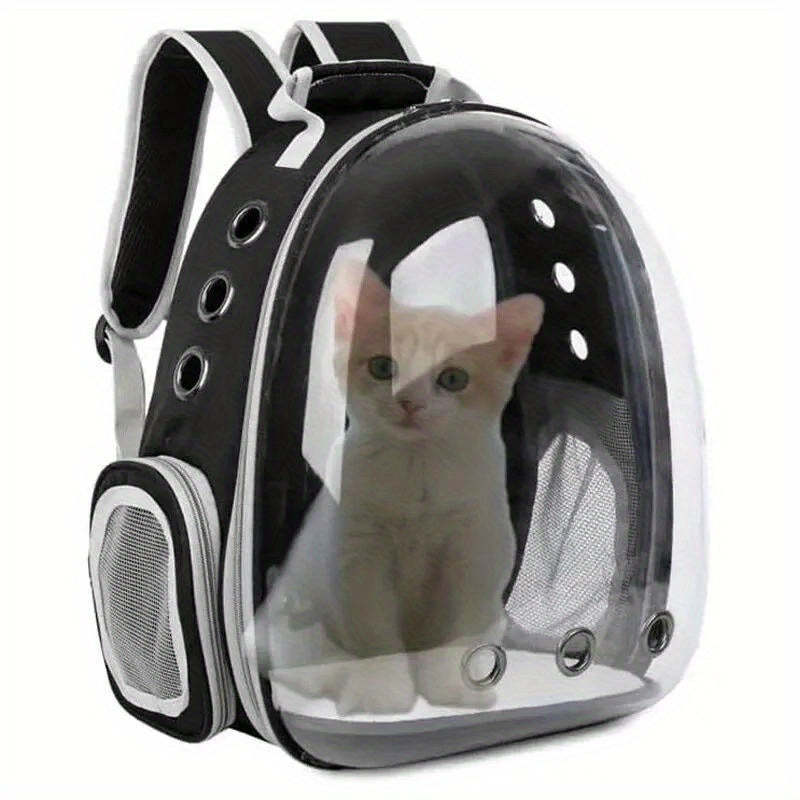 Breathable Transparent Cat Carrier Backpack - Secure Zippered Capsule Design for Small Pets, Ideal for Travel & Outdoor Use