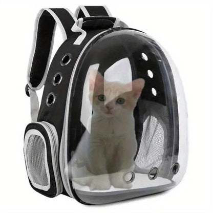 Breathable Transparent Cat Carrier Backpack - Secure Zippered Capsule Design for Small Pets, Ideal for Travel & Outdoor Use