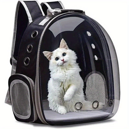 Breathable Transparent Cat Carrier Backpack - Secure Zippered Capsule Design for Small Pets, Ideal for Travel & Outdoor Use