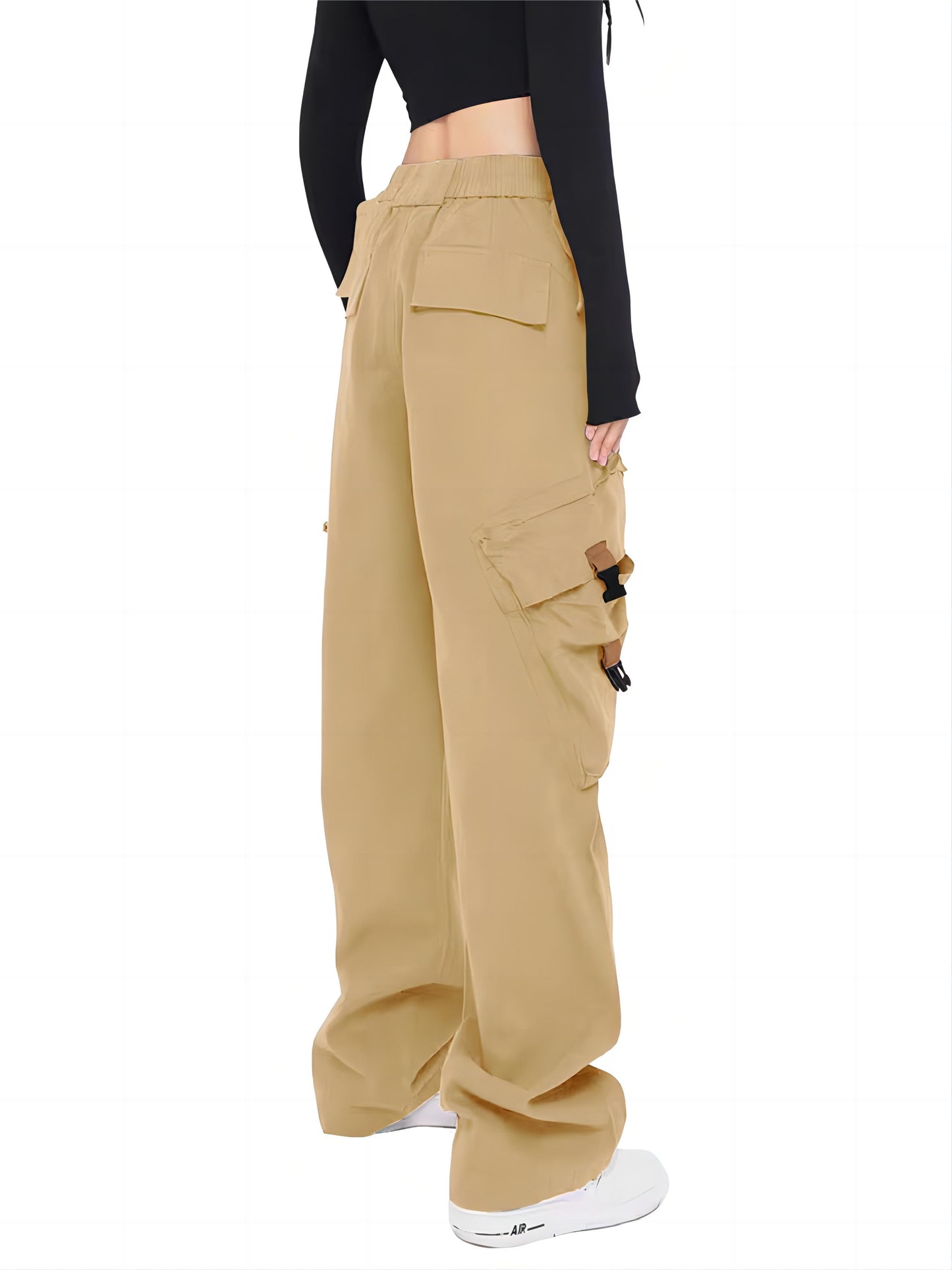 Women Cargo Pants Baggy Y2K High Elastic Waist Women's Pants with Pockets Comfy Fashion Straight Wide Leg Womens Trousers Women's Clothing