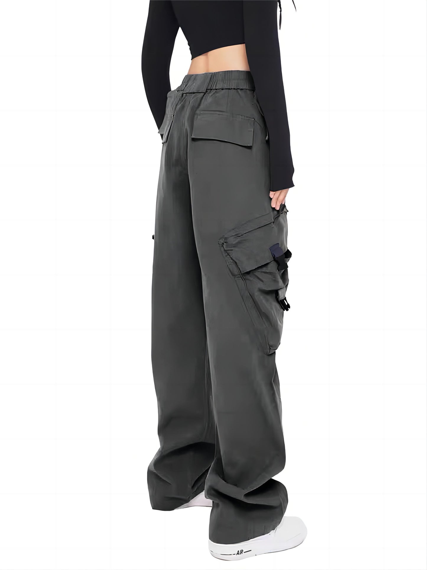 Women Cargo Pants Baggy Y2K High Elastic Waist Women's Pants with Pockets Comfy Fashion Straight Wide Leg Womens Trousers Women's Clothing