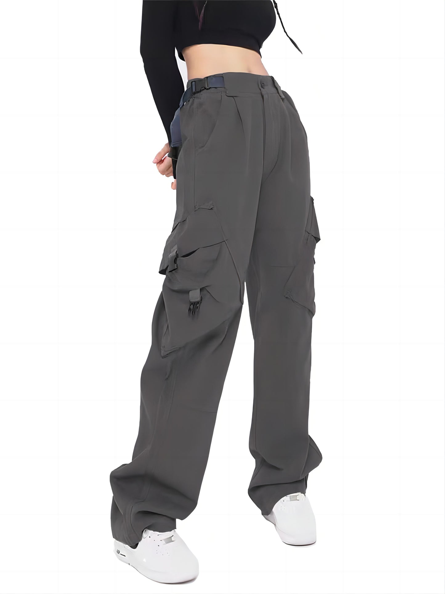 Women Cargo Pants Baggy Y2K High Elastic Waist Women's Pants with Pockets Comfy Fashion Straight Wide Leg Womens Trousers Women's Clothing