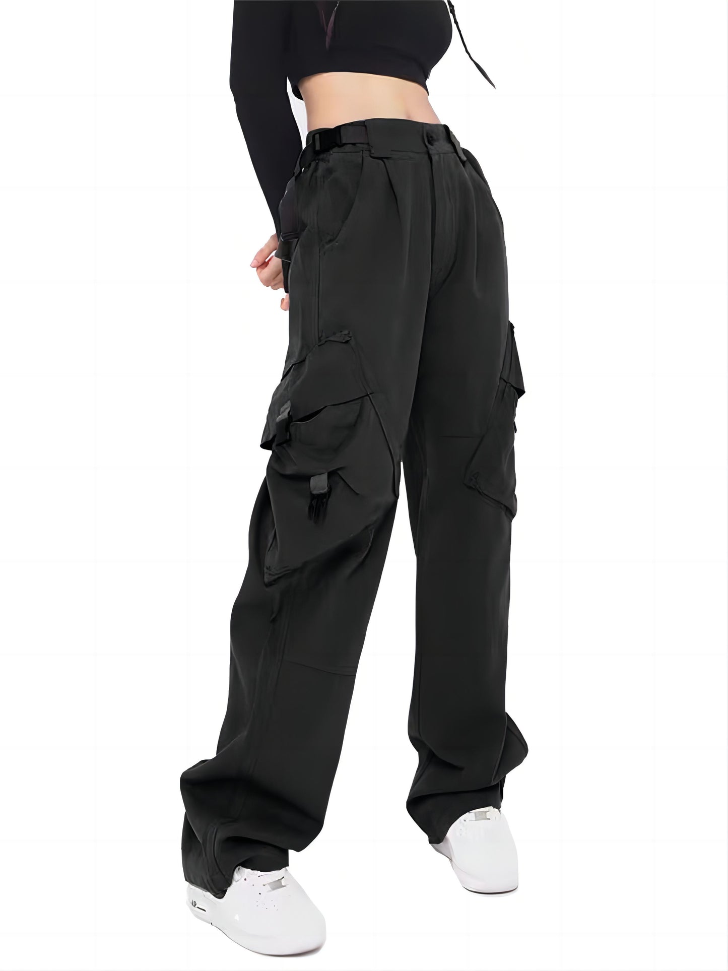 Women Cargo Pants Baggy Y2K High Elastic Waist Women's Pants with Pockets Comfy Fashion Straight Wide Leg Womens Trousers Women's Clothing