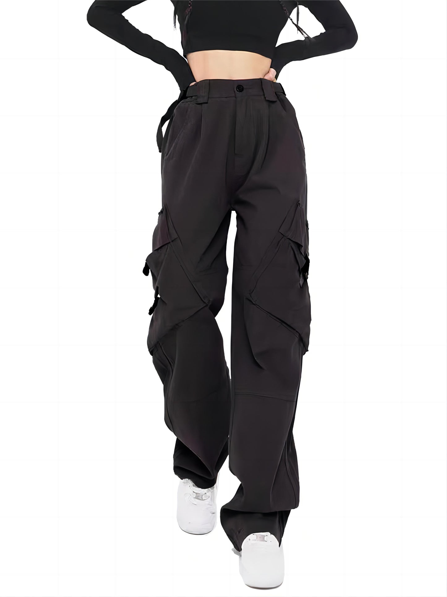 Women Cargo Pants Baggy Y2K High Elastic Waist Women's Pants with Pockets Comfy Fashion Straight Wide Leg Womens Trousers Women's Clothing