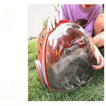 1pc Portable Pet Backpack with Zipper Closure, Hard-Sided Cat Carrier, Large Capacity Astronaut Capsule Bag, PC Material, Suitable for Various Outdoor Uses