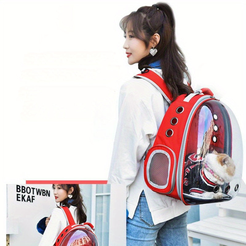 1pc Portable Pet Backpack with Zipper Closure, Hard-Sided Cat Carrier, Large Capacity Astronaut Capsule Bag, PC Material, Suitable for Various Outdoor Uses