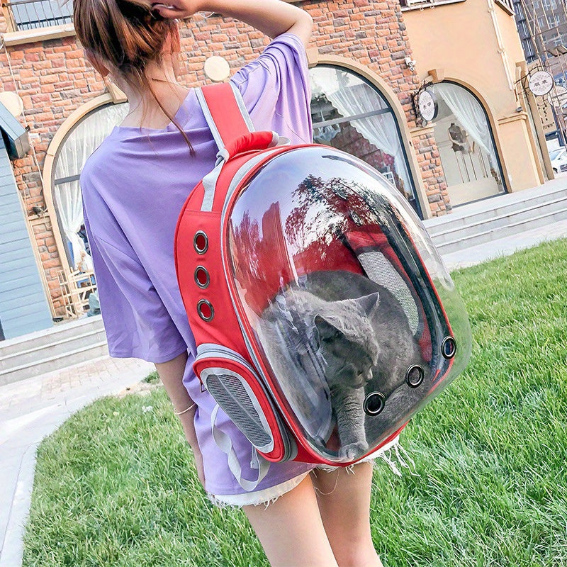 1pc Portable Pet Backpack with Zipper Closure, Hard-Sided Cat Carrier, Large Capacity Astronaut Capsule Bag, PC Material, Suitable for Various Outdoor Uses