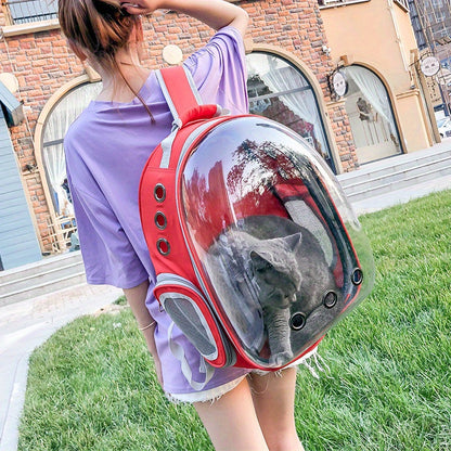 1pc Portable Pet Backpack with Zipper Closure, Hard-Sided Cat Carrier, Large Capacity Astronaut Capsule Bag, PC Material, Suitable for Various Outdoor Uses