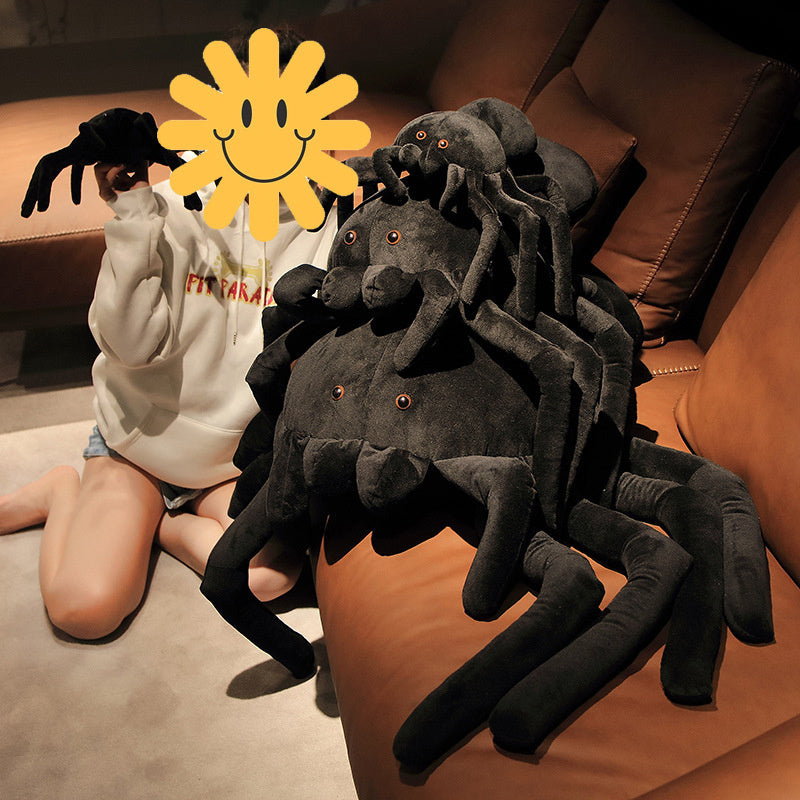 40cm/ 80cmHalloween Cute Spider Plush Toy Simulation Plushie Stuffed AnimaI Insect Pillow Doll Halloween Room Decoration Children Boy Gift