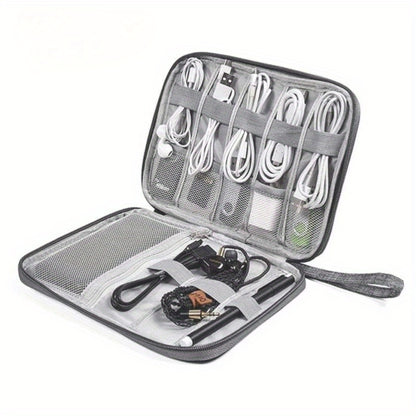 Custodia portatile per accessori elettronici, borsa impermeabile per la gestione dei cavi, per cavi USB, spine di ricarica, cinturini per orologi - Organizer per cavi da viaggio con scomparti multipli