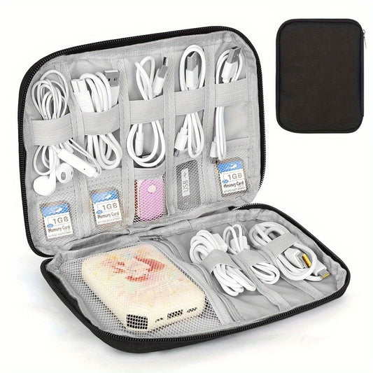 Custodia portatile per accessori elettronici, borsa impermeabile per la gestione dei cavi, per cavi USB, spine di ricarica, cinturini per orologi - Organizer per cavi da viaggio con scomparti multipli
