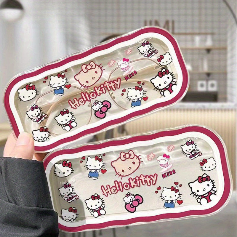 Officially Licensed Sanrio Hello Kitty Glasses Storage Box Featuring Adorable Anime-style, Cute Cartoon Design With Girly Heart Patterns, Perfect For Protecting Sunglasses And As A Gift.