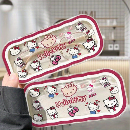 Officially Licensed Sanrio Hello Kitty Glasses Storage Box Featuring Adorable Anime-style, Cute Cartoon Design With Girly Heart Patterns, Perfect For Protecting Sunglasses And As A Gift.