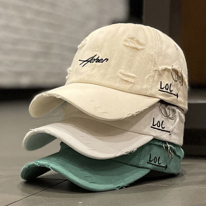 1 berretto da baseball retrò strappato, cappelli da papà sbiaditi e usurati con ricamo di lettere, cappelli da sole unisex hip hop adatti sia per donne che per uomini.