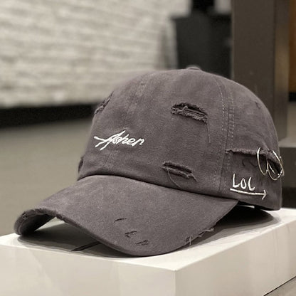 1 berretto da baseball retrò strappato, cappelli da papà sbiaditi e usurati con ricamo di lettere, cappelli da sole unisex hip hop adatti sia per donne che per uomini.