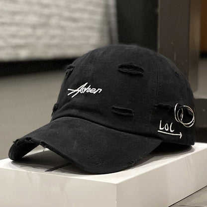 1 berretto da baseball retrò strappato, cappelli da papà sbiaditi e usurati con ricamo di lettere, cappelli da sole unisex hip hop adatti sia per donne che per uomini.