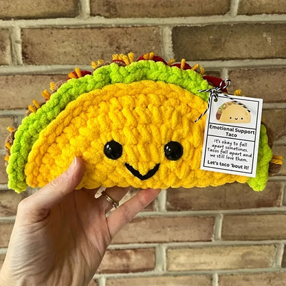 Emotional Support Taco Plushie - Soft Fabric Collectible Figurine, No Electricity Required, Fun Stuffed Animal for Comfort and Play