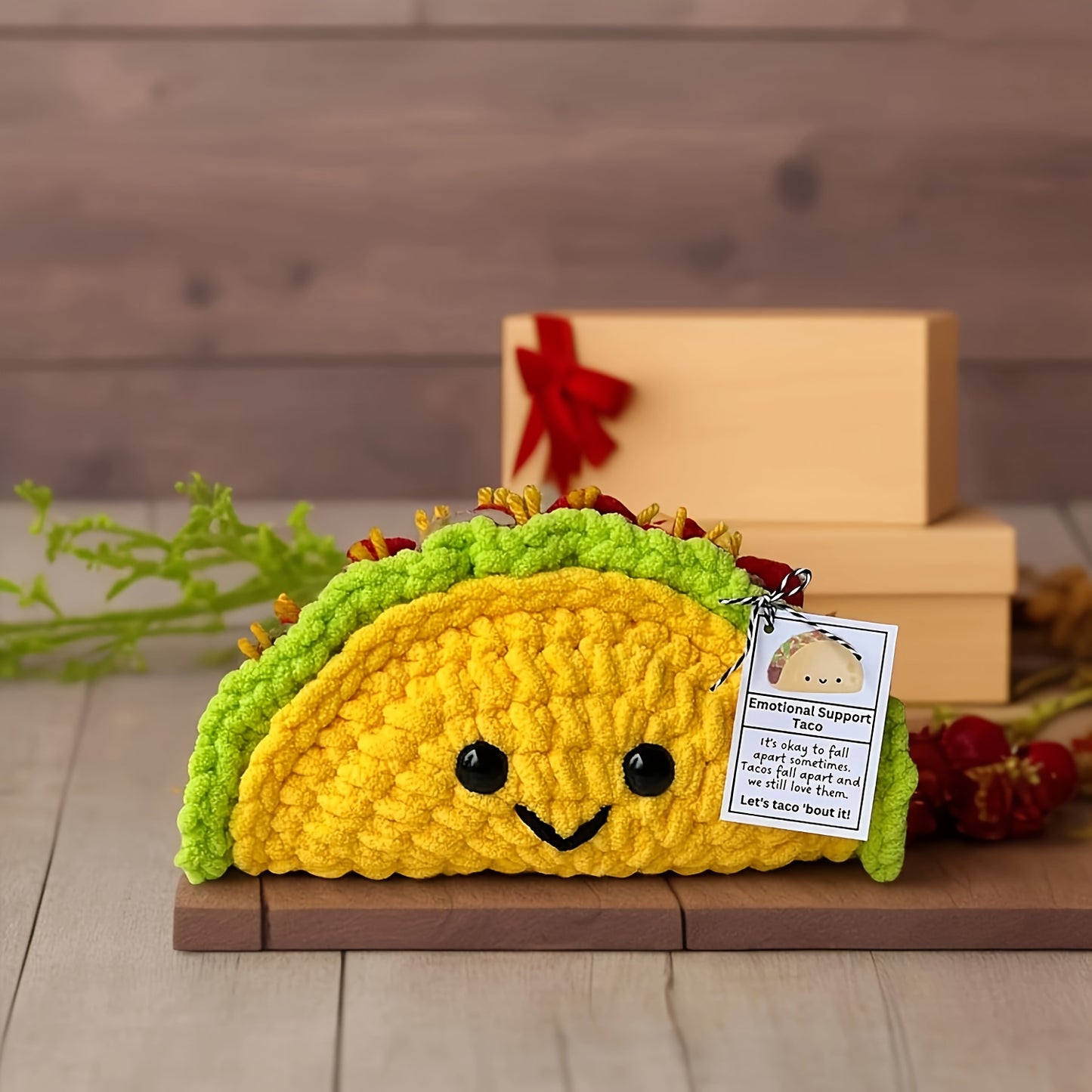 Emotional Support Taco Plushie - Soft Fabric Collectible Figurine, No Electricity Required, Fun Stuffed Animal for Comfort and Play