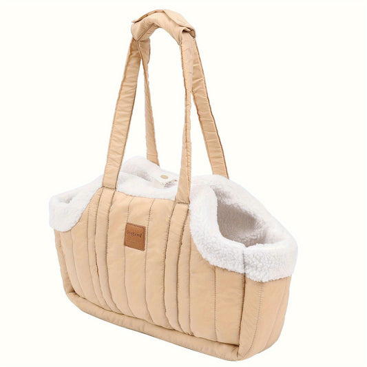 DogLemi Insulated Pet Carrier Backpack - Plush Warm Dog Carrier with Snap Closure, Durable & Reusable for Outdoor Walks, Travel, Shopping - Comfortable & Secure for Small to Medium Dogs, Dog Backpack Carrier, Stylish Dog Carr