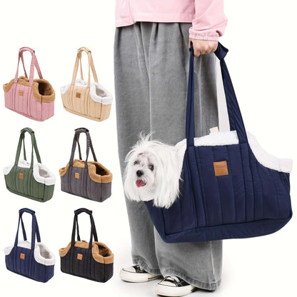 DogLemi Insulated Pet Carrier Backpack - Plush Warm Dog Carrier with Snap Closure, Durable & Reusable for Outdoor Walks, Travel, Shopping - Comfortable & Secure for Small to Medium Dogs, Dog Backpack Carrier, Stylish Dog Carr