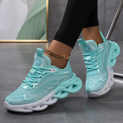 Women'S Breathable Mesh Running Sneakers - Lightweight, Height-Boosting Casual Sneakers with Phylon Sole, All-Season Comfort, Blue & White Design, Perfect for Casual Attire or Outdoor Activities