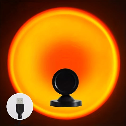 1pc Sunset Light Projector, Sunset Lamp Projection, USB Night Light, Romantic Floor Lamps For Bedroom Living Room Decors, Rainbow Projection Lamp For Photo Background Romantic Gifts For Home Decor Living Room, Halloween, Chri