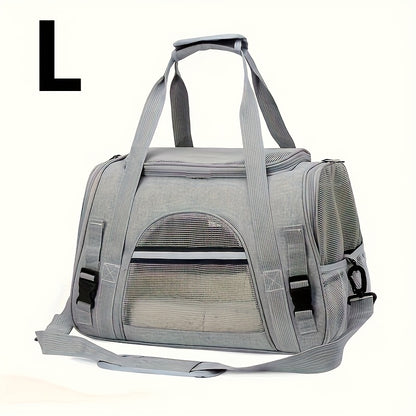 Trasportino portatile per gatti con materassino in peluche - Borsa da viaggio traspirante di grande capacità per le gite con animali domestici, chiusura con cerniera, rete ventilata e fodera morbida, cinghie di sicurezza per auto e uso esterno